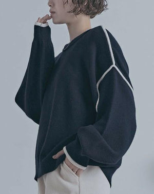 バイカラーラインニット