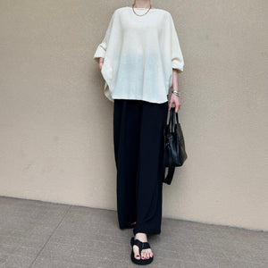 リネンざっくりニットケープ