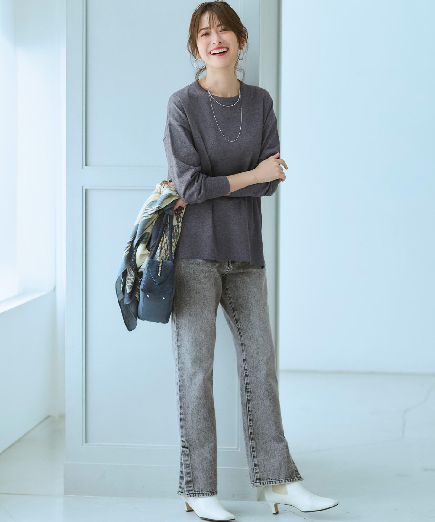 スリット ストレート デニム