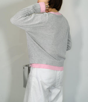 レイヤード風バイカラーカーディガン