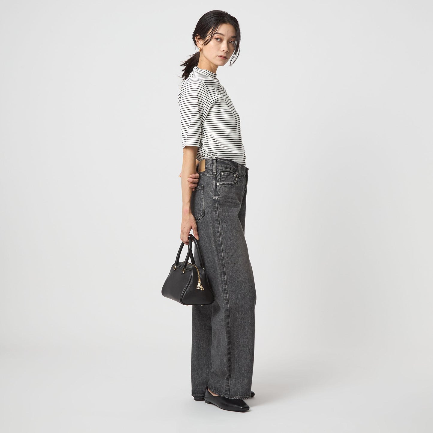 ニットライク モックネック カットソー