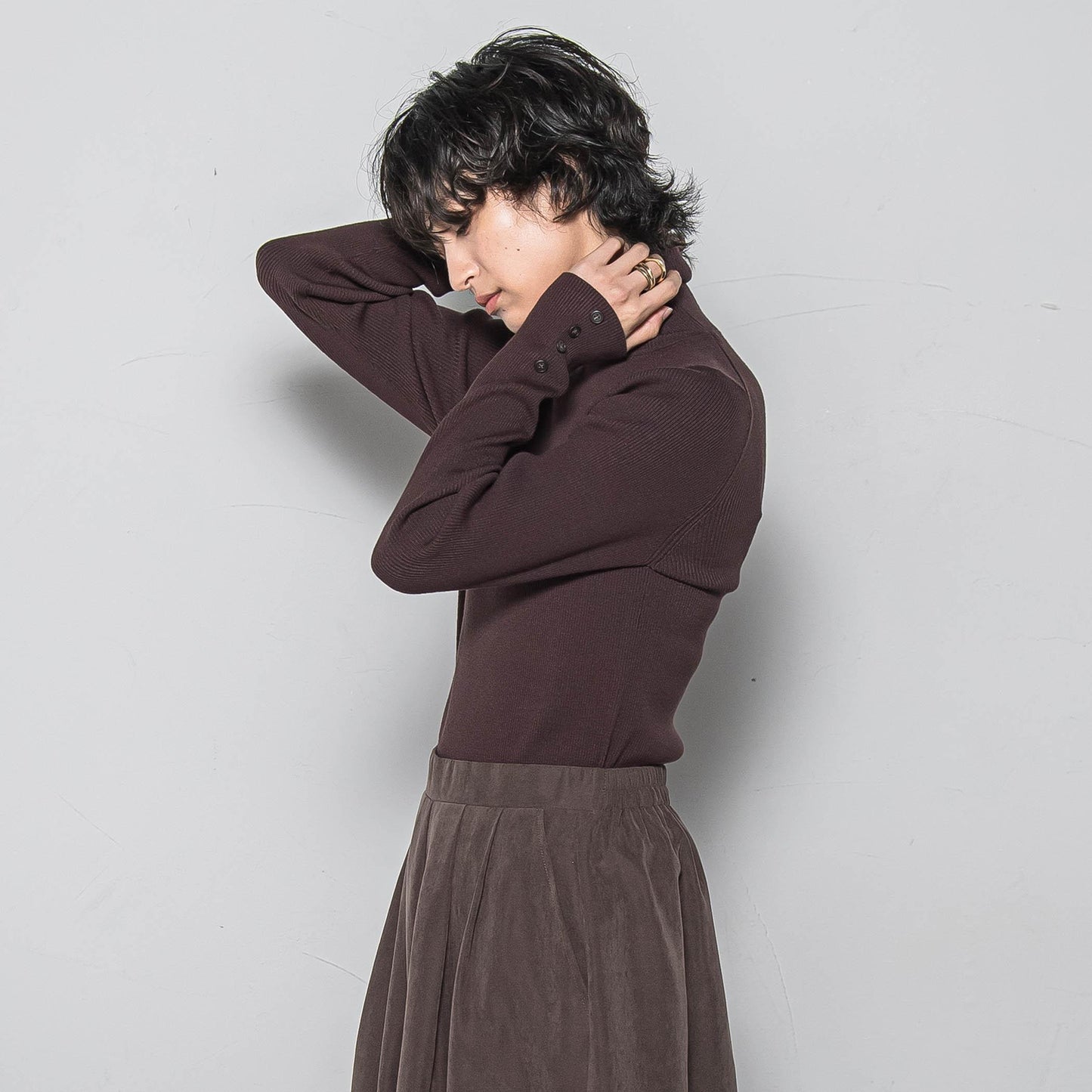 リブタートルニットプルオーバー≪手洗い可能≫