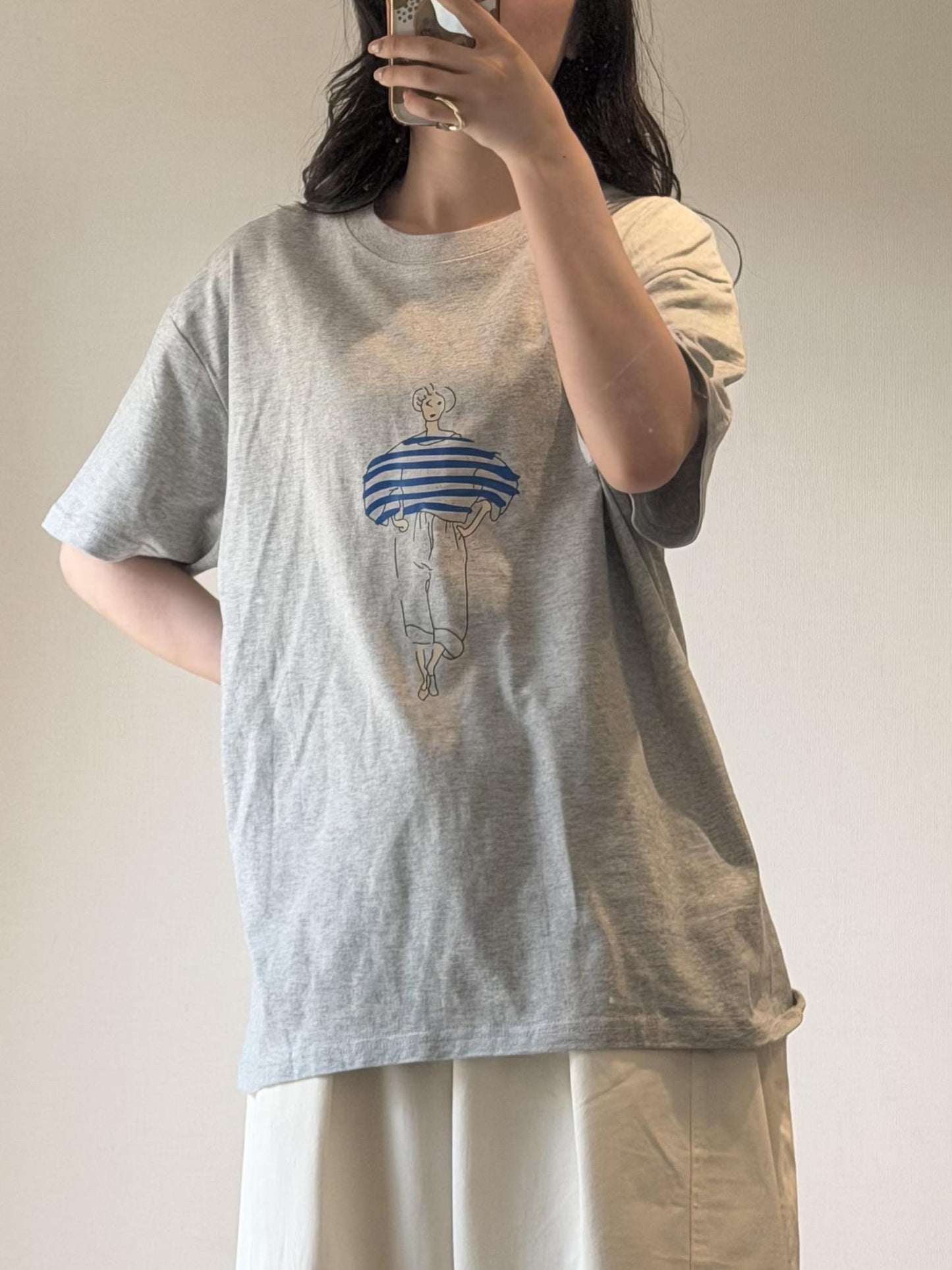 ドローイングプリントコットンTシャツ
