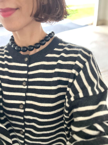 ゆったりボーダーニットカーディガン