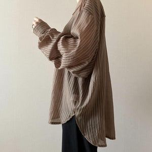 シアーストライプオーバーシャツ