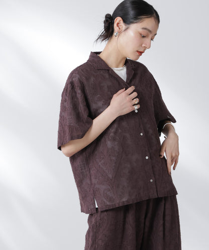 made in india カットワークジャカードシャツ(セットアップ可)