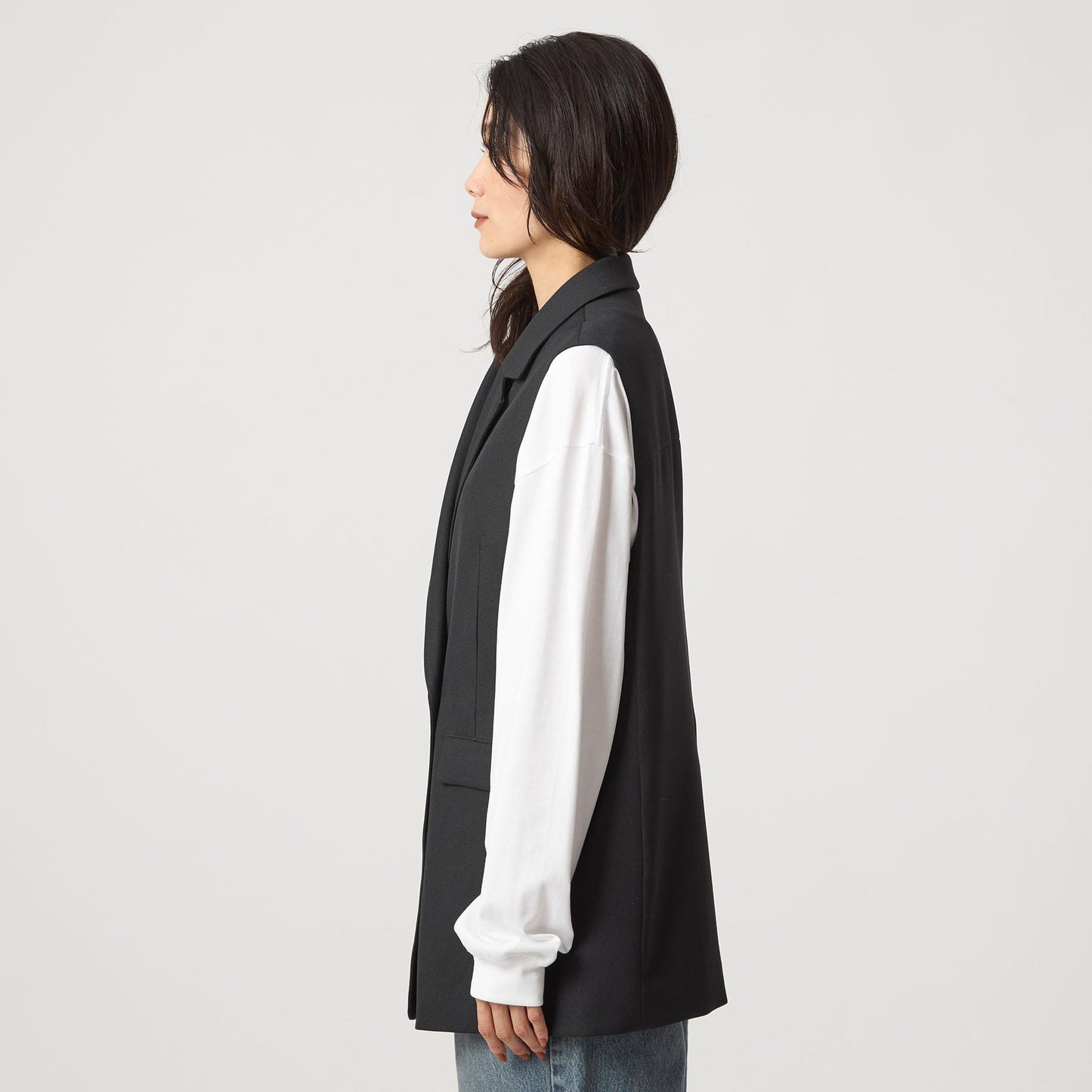 ツイードライク ジレ マシンウォッシャブル 帯電防止