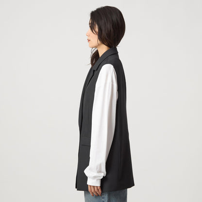 ツイードライク ジレ マシンウォッシャブル 帯電防止