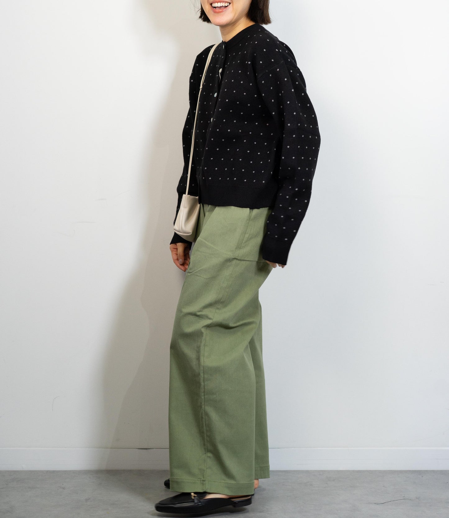 ドットニットブルゾンカーディガン