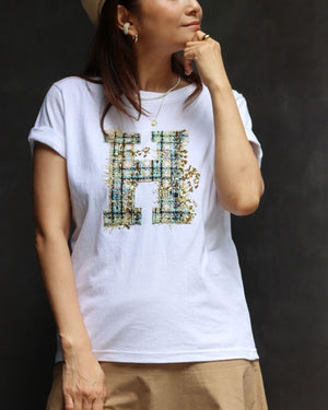 H刺繍Tシャツ