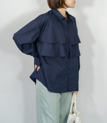 レイヤードライクダブルフリルシャツ