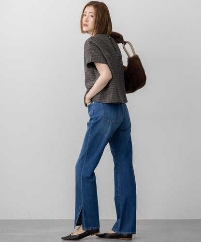 スリット ストレート デニム