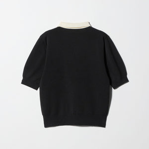 襟付き 5分袖 プルオーバー ニット