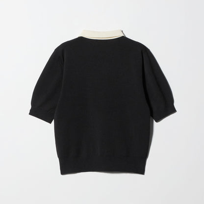 襟付き 5分袖 プルオーバー ニット