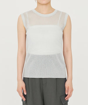 シアー リブ ノースリーブ ニット（uncrave STANDARD）