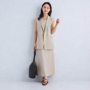 リネンライク ジレ -マシンウォッシャブル・ストレッチ-