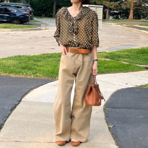 水玉レースブラウス