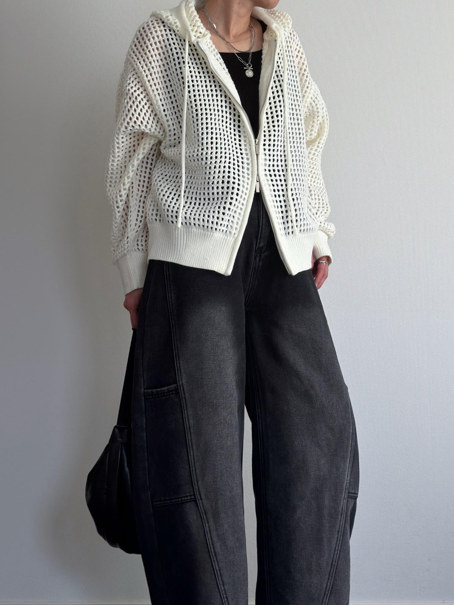 ネットニットフードジップアップ