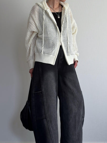 ネットニットフードジップアップ