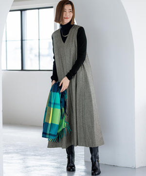 ウーステッドウール リブタートル ニット