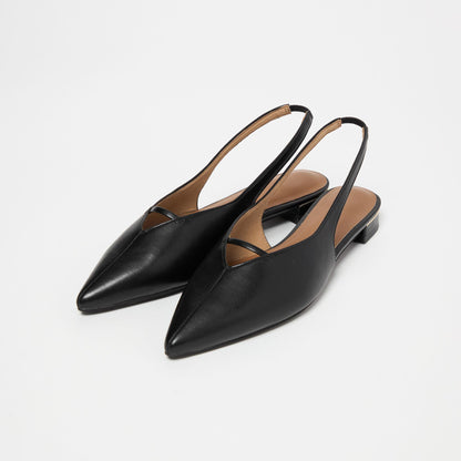 ポインテッド Vカットバー スリングバックシューズ / サンダル / パンプス