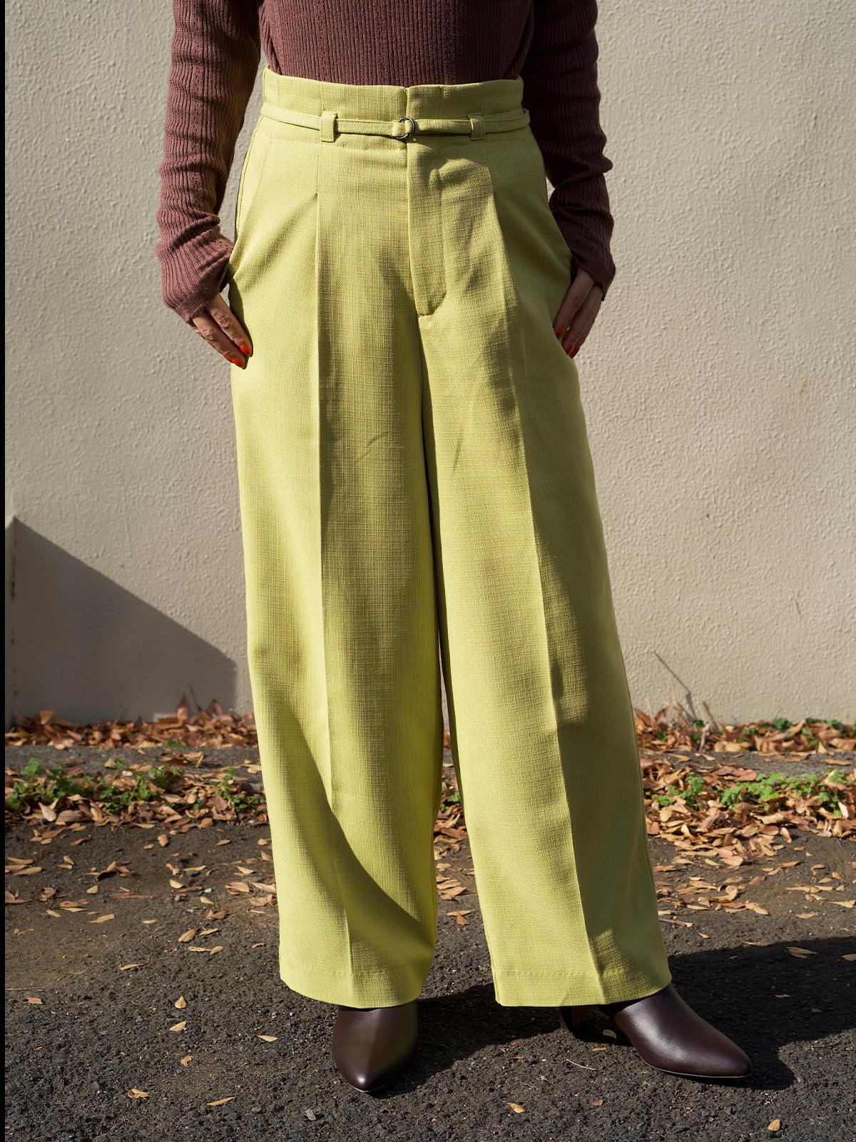 9分丈ハイウエストワイドパンツ