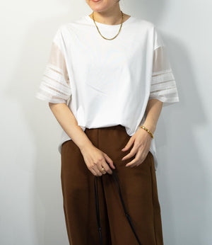 はしごレースシルケットカットソー