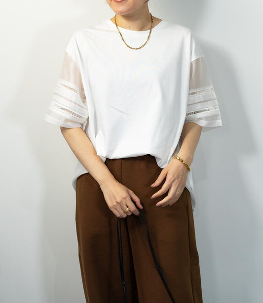 はしごレースシルケットカットソー