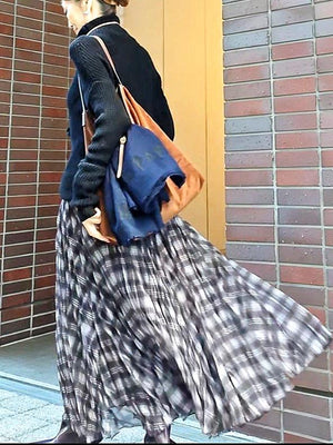 チェックシフォンスカート