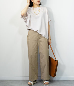 接触冷感袖タックカットソー