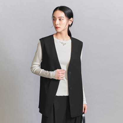 【WEB限定 Wardrobe DAILY MINIMAL】ダブルクロス リボンベルトジレ -ウォッシャブル-