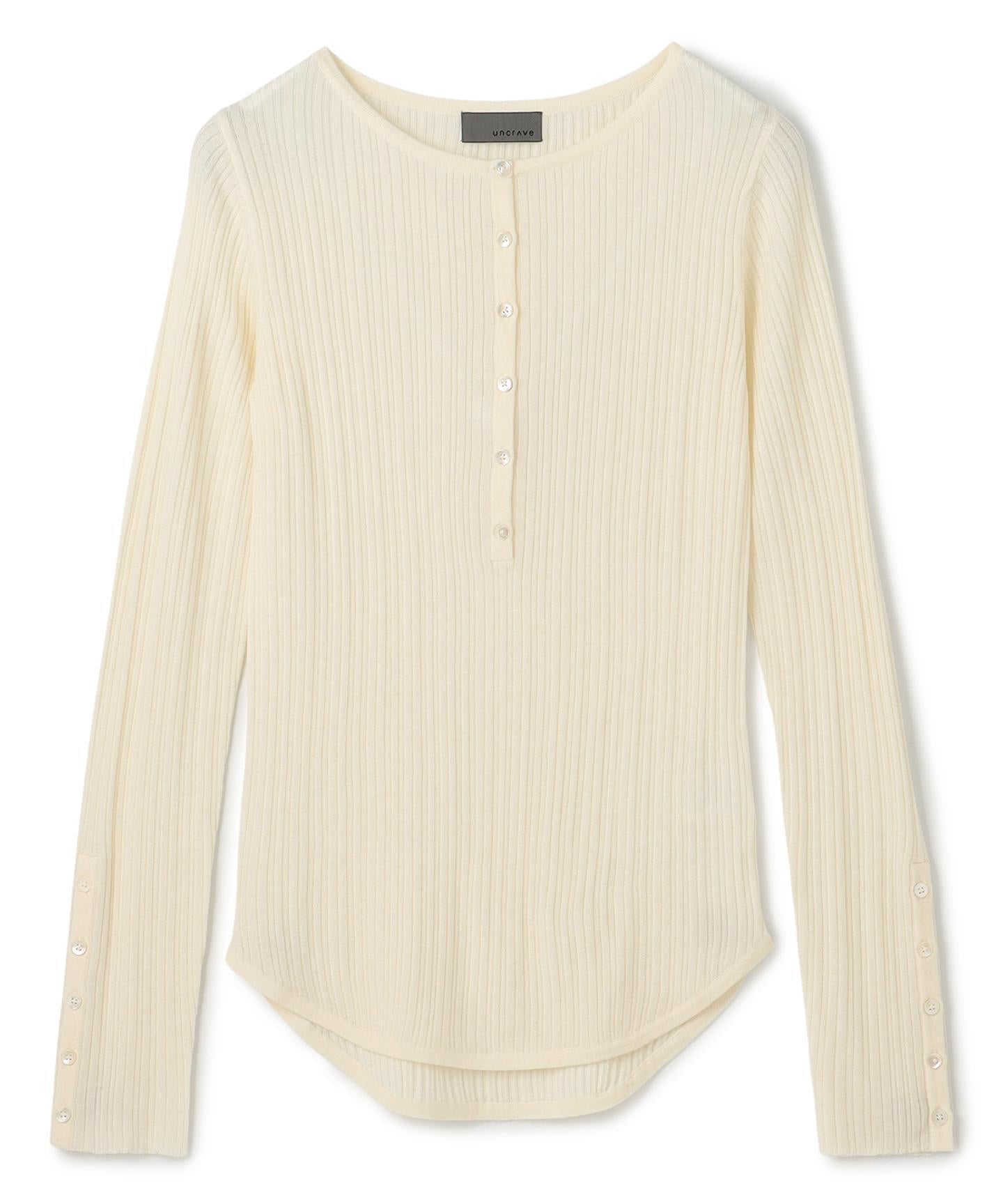 ハイゲージニット ヘンリーネックトップス