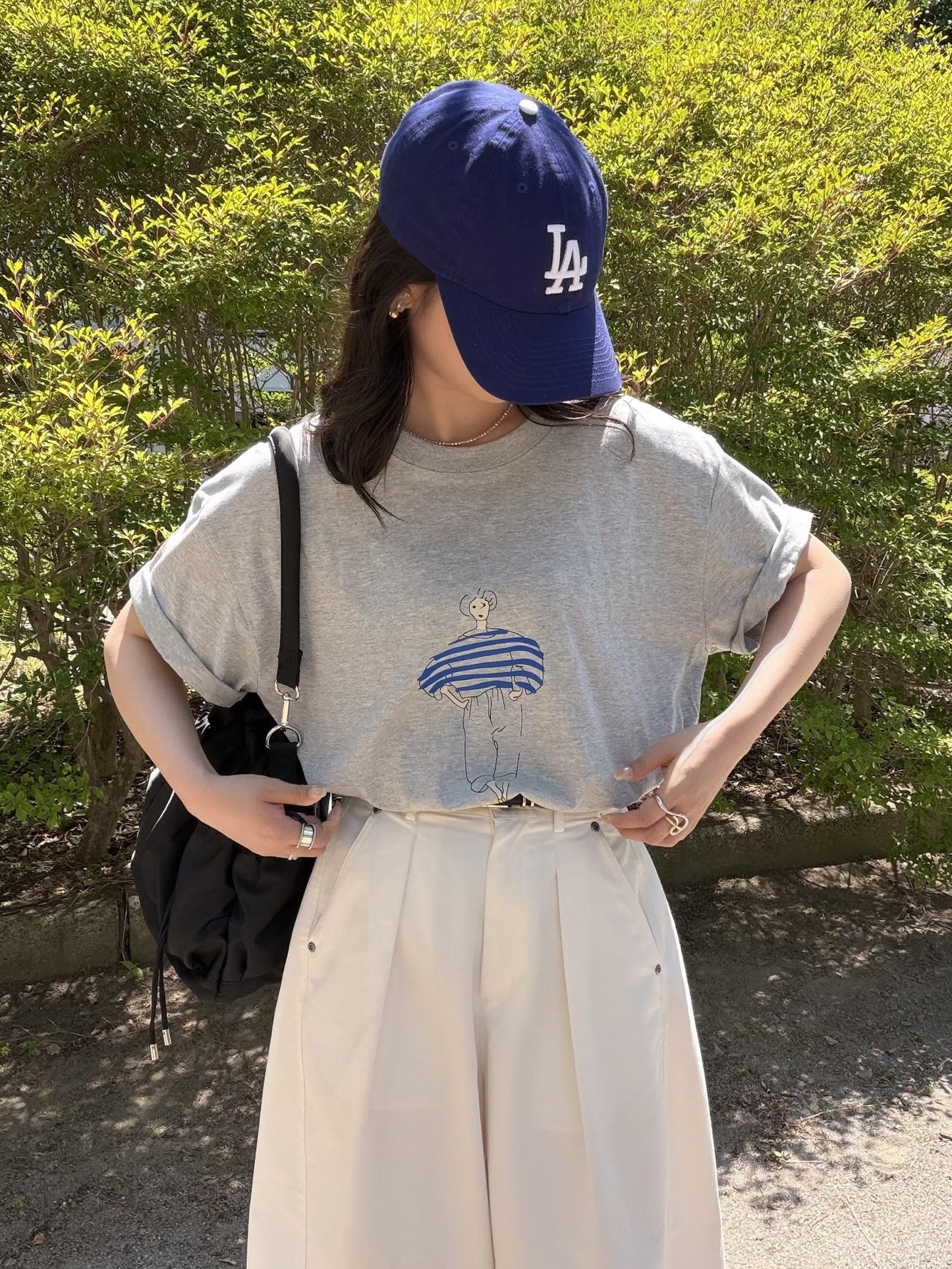 ドローイングプリントコットンTシャツ