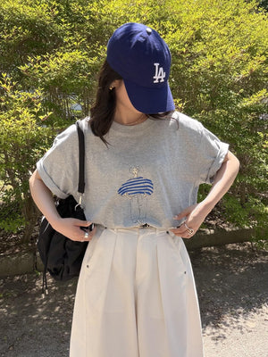 ドローイングプリントコットンTシャツ
