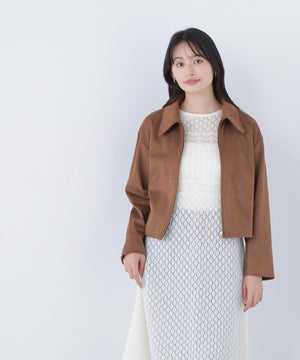 ステンカラーフェイクスエードブルゾン