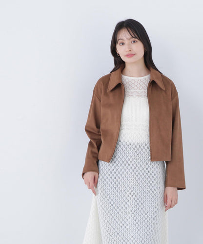 ステンカラーフェイクスエードブルゾン