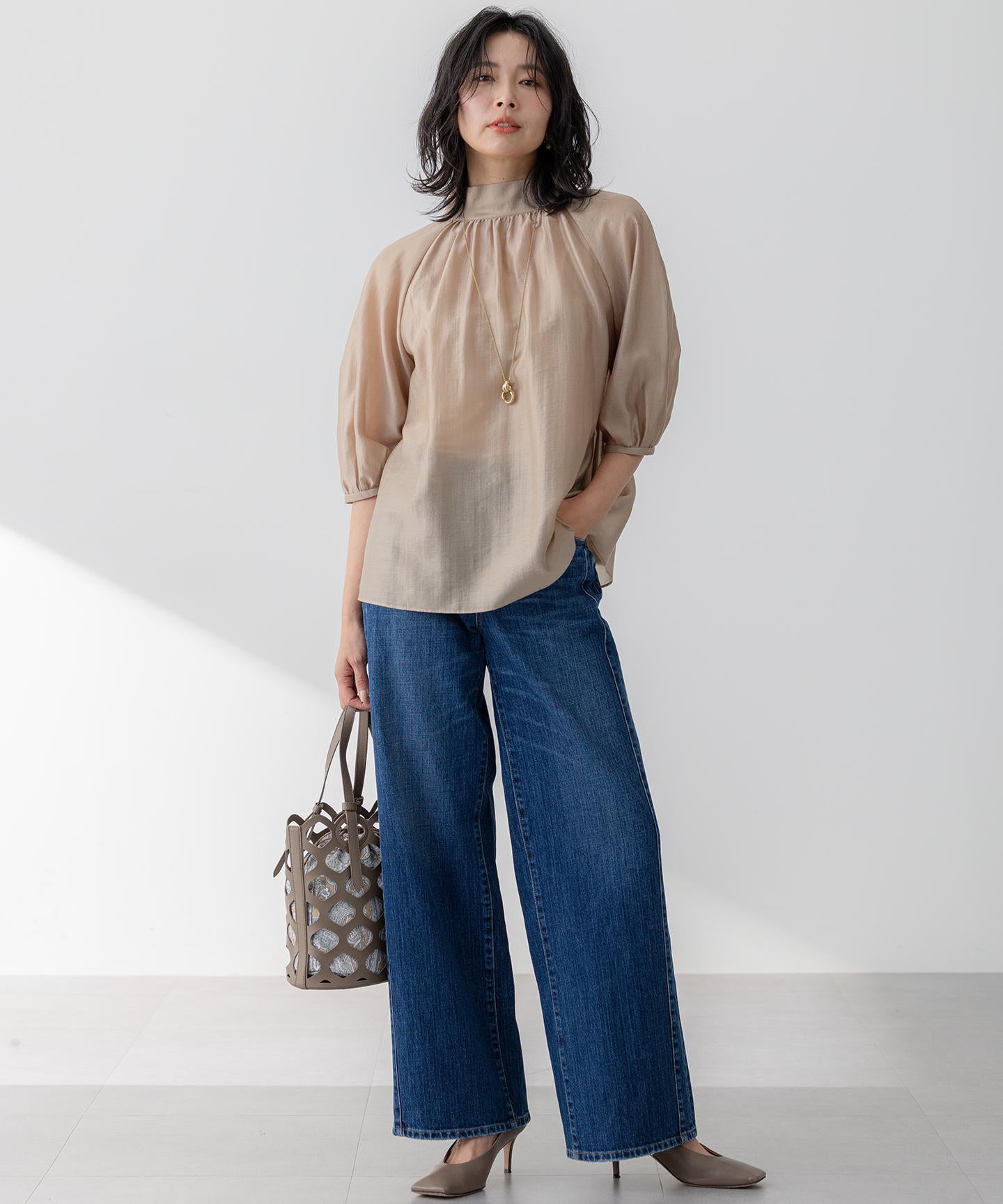 デニム ライン ワイドパンツ