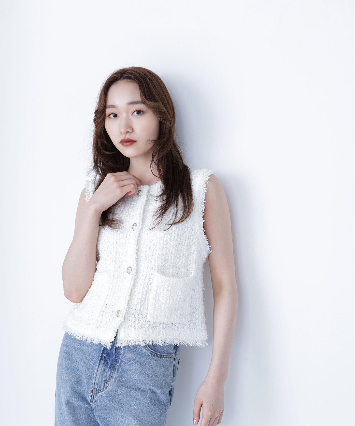 ツイーディーニットジレ