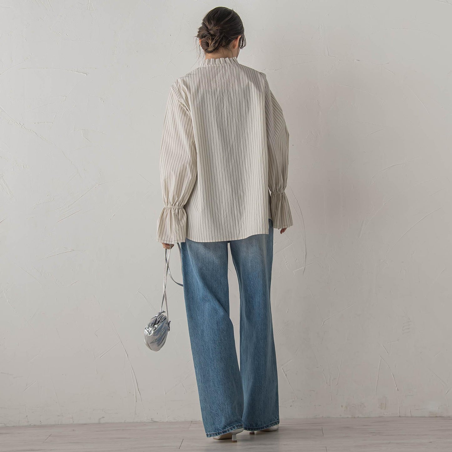 襟フリルブラウス≪洗濯機で洗える≫