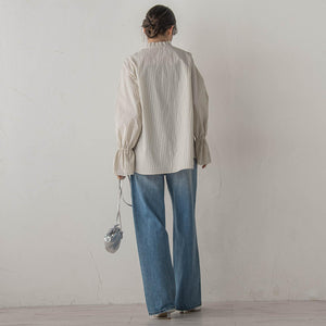 襟フリルブラウス≪洗濯機で洗える≫