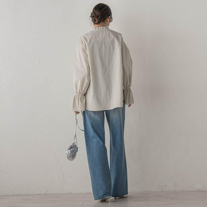 襟フリルブラウス≪洗濯機で洗える≫