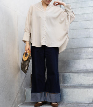 サーキュラーフレアスキッパーブラウス