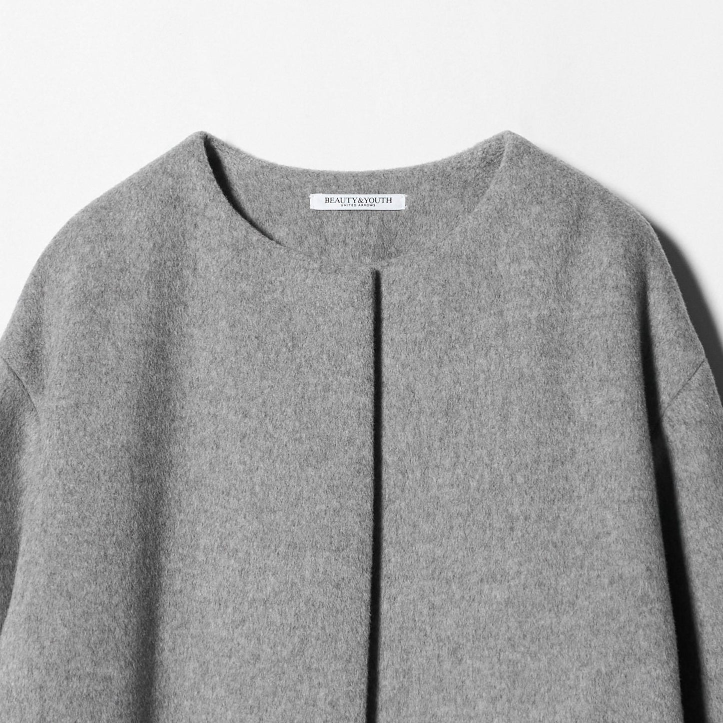 毛ナイロン ノーカラーコート