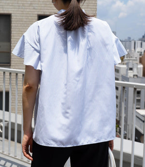 ストライプフレアスリーブブラウス