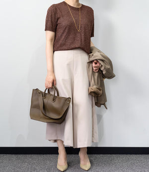 ラメニットハーフスリーブトップス