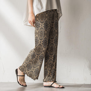 【WEB限定】オリエンタル柄クリスタルプリーツパンツ≪手洗い可能≫