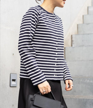 ボーダースナップカーディガン