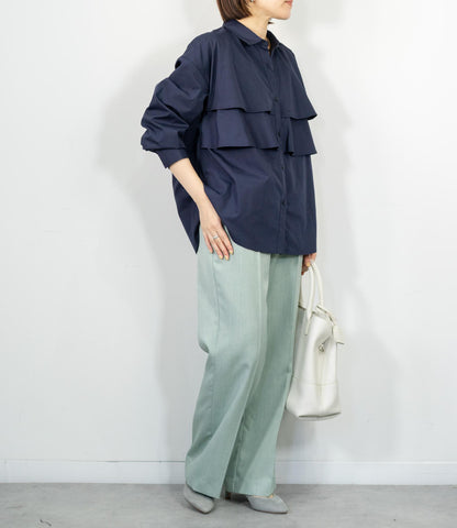 レイヤードライクダブルフリルシャツ