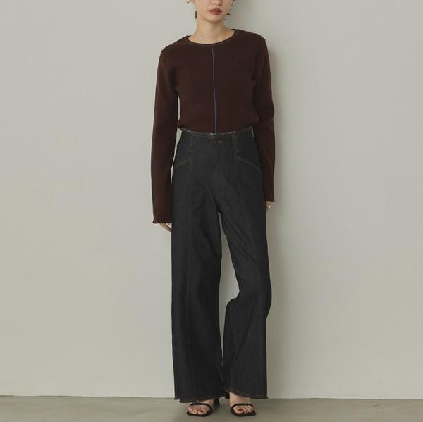 バイカラースリムニットプルオーバー