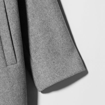 毛ナイロン ノーカラーコート